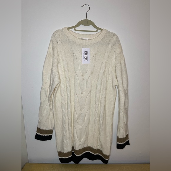 12th Tribe Peggy White Mini Sweater Dress | Size L - Picture 4 of 10